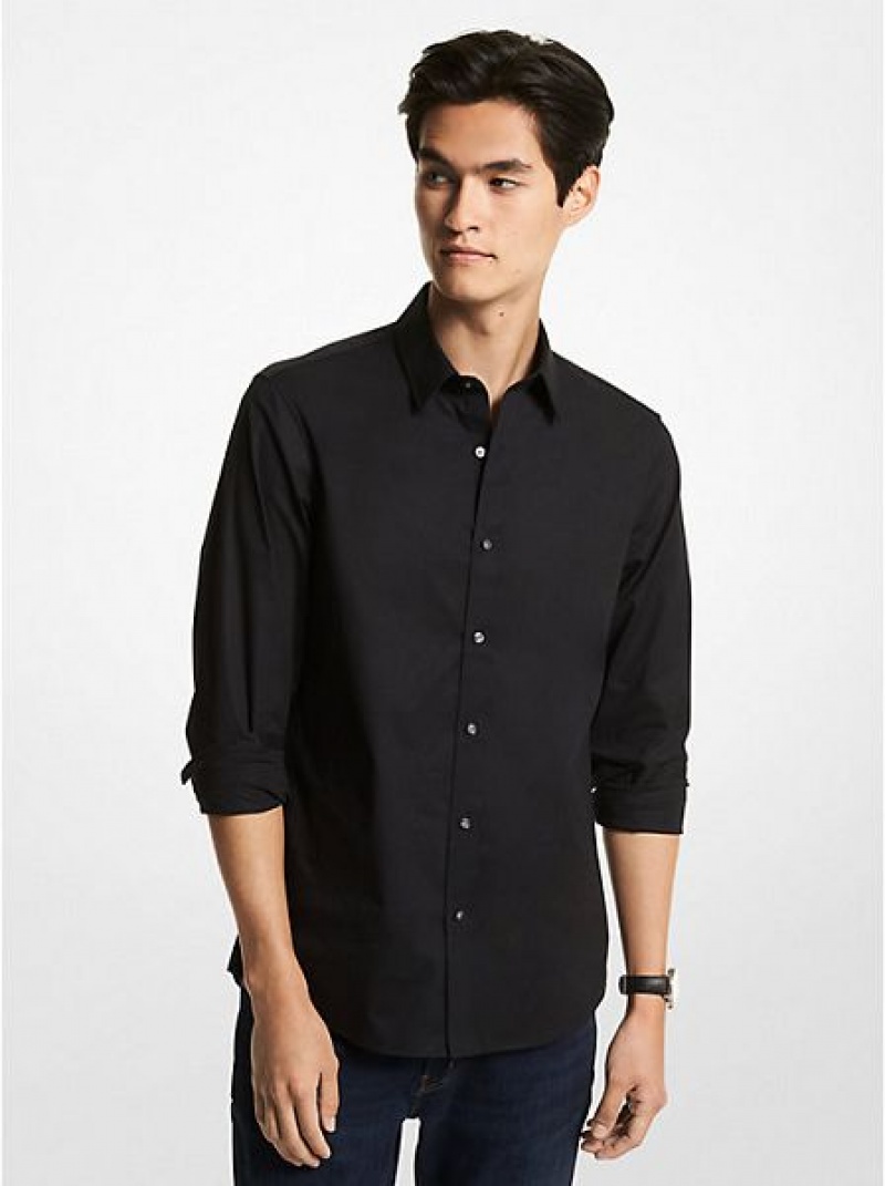 Camisas Michael Kors Slim-fit Stretch-cotton Hombre Negras | 603578-BQL