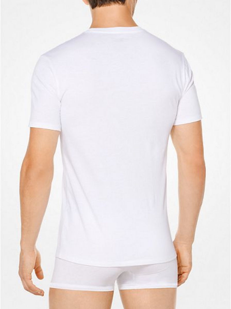 Camiseta Michael Kors Algodon Hombre Blancas | 213706-TXB