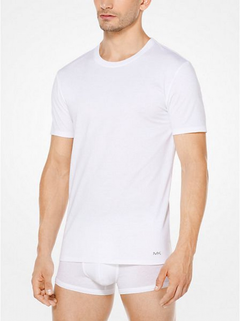 Camiseta Michael Kors Algodon Hombre Blancas | 213706-TXB