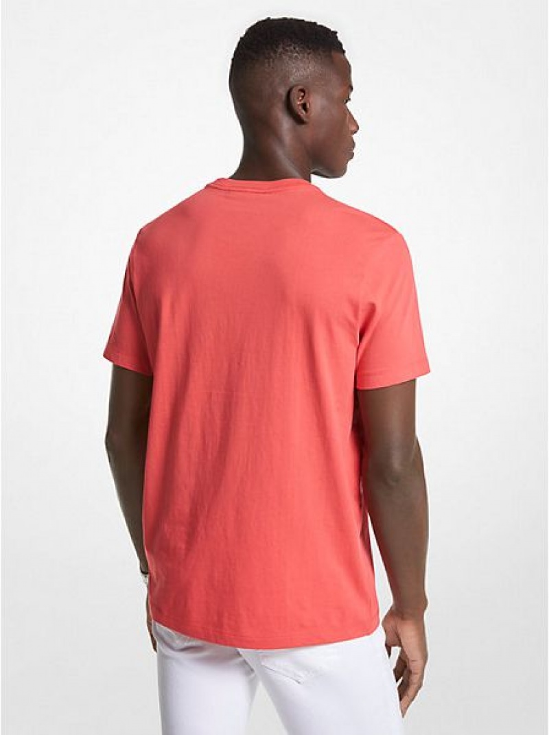 Camiseta Michael Kors Logo Algodon Hombre Coral | 642017-ZJW