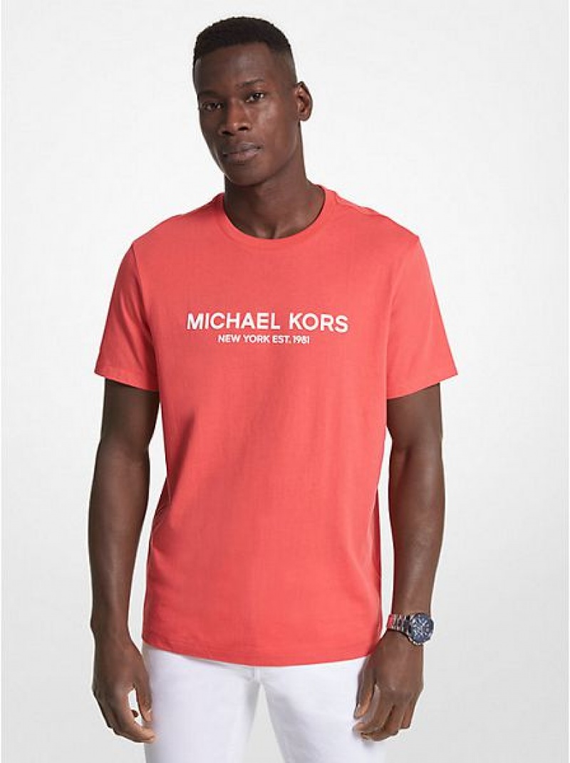 Camiseta Michael Kors Logo Algodon Hombre Coral | 642017-ZJW