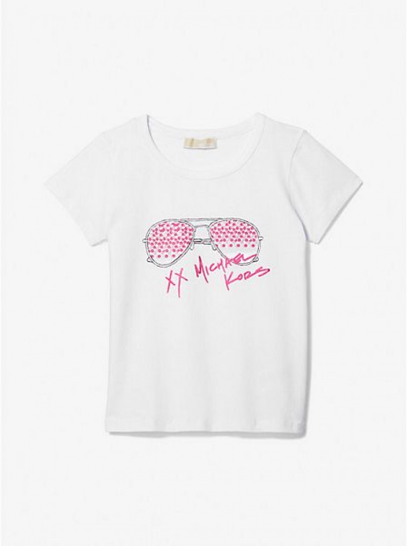 Camiseta Michael Kors Printed Stretch Algodon Niños Blancas | 961482-OVH