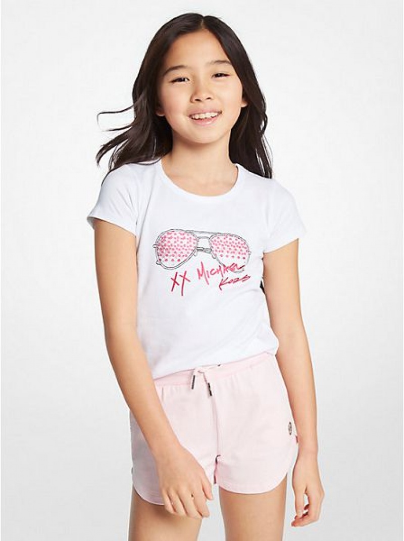 Camiseta Michael Kors Printed Stretch Algodon Niños Blancas | 961482-OVH