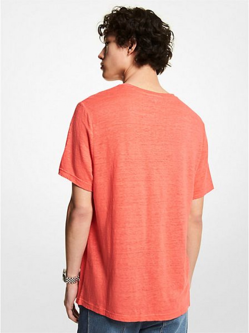 Camiseta Michael Kors Slub Linen Pocket Hombre Naranjas | 732861-AMY