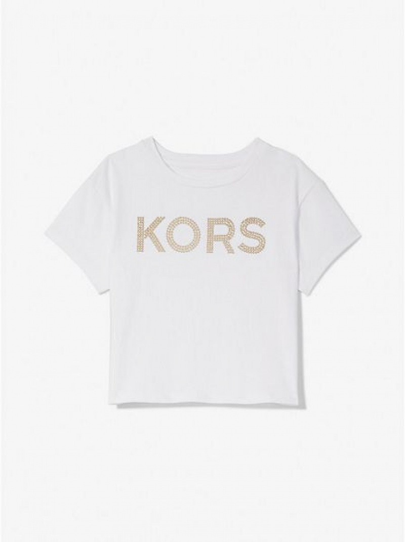 Camiseta Michael Kors Studded Algodon Niños Blancas | 914256-OBJ