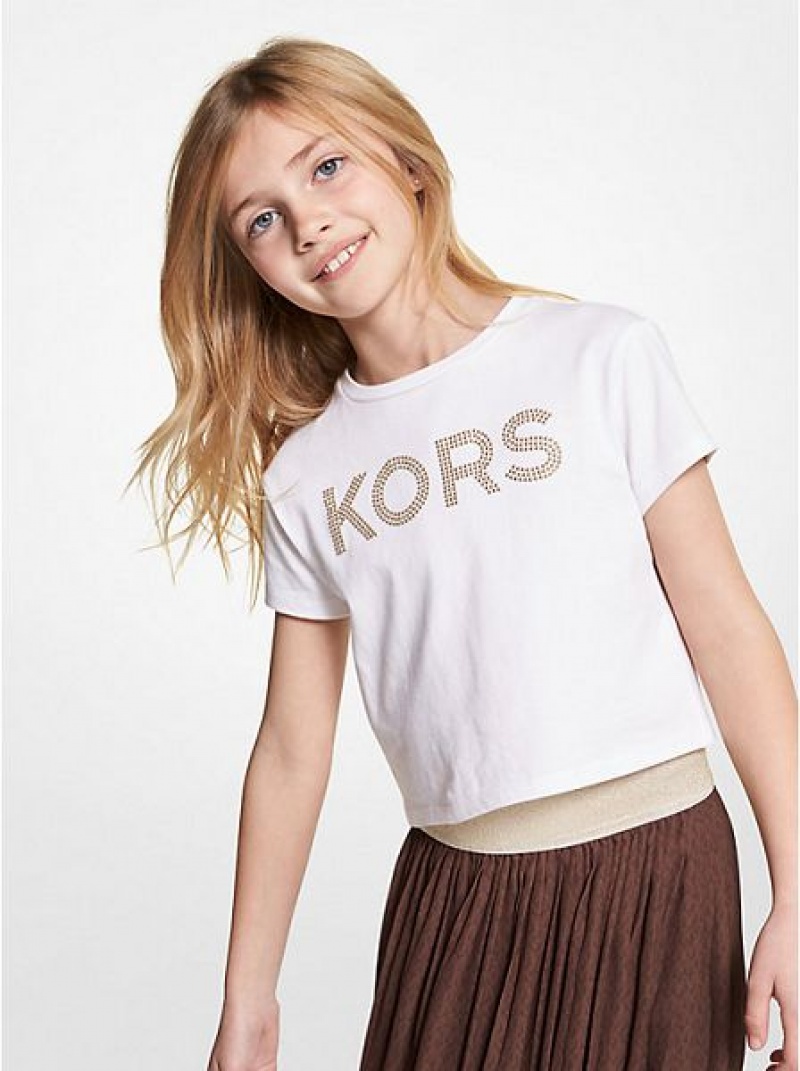 Camiseta Michael Kors Studded Algodon Niños Blancas | 914256-OBJ