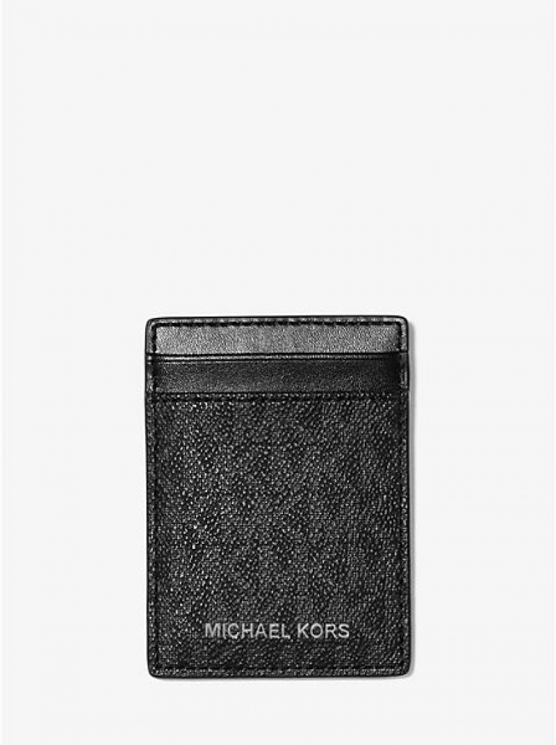 Carteras Michael Kors Logo With Bill Clip Card Case Hombre Negras | 167094-MLQ