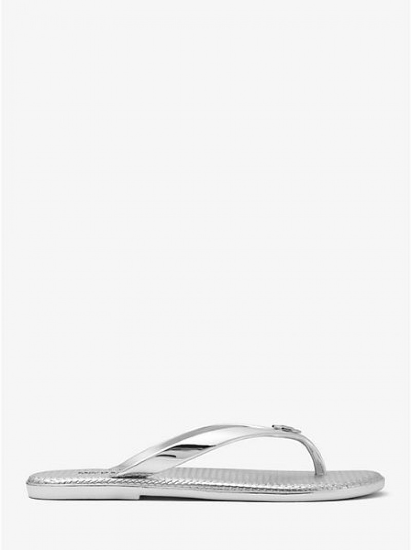 Chancletas Michael Kors Jet Set Metallic Jelly Mujer Plateadas | 381652-INU