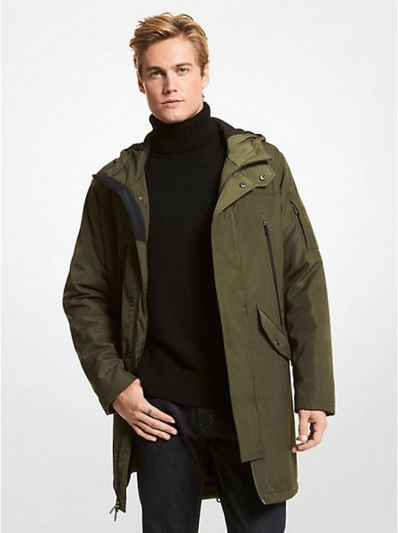 Chaquetas Michael Kors Agua Resistant Encapuchado Hombre Verde Menta Verde | 925406-LWA