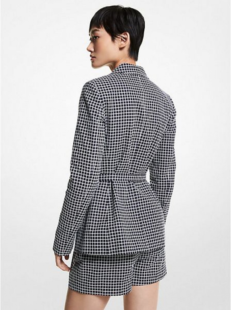 Chaquetas Michael Kors Check Algodon Blend Mujer Gris Blancas | 420756-BSD