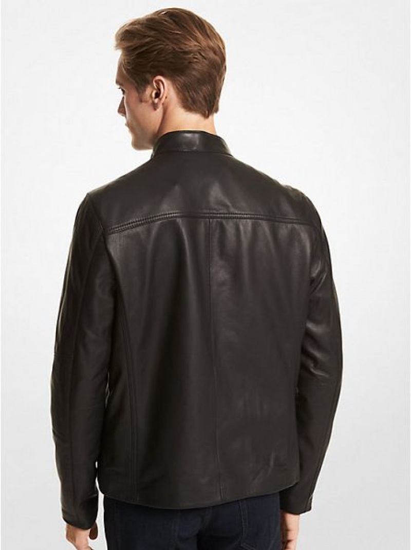 Chaquetas Michael Kors Cuero Racer Hombre Negras | 845321-AGV