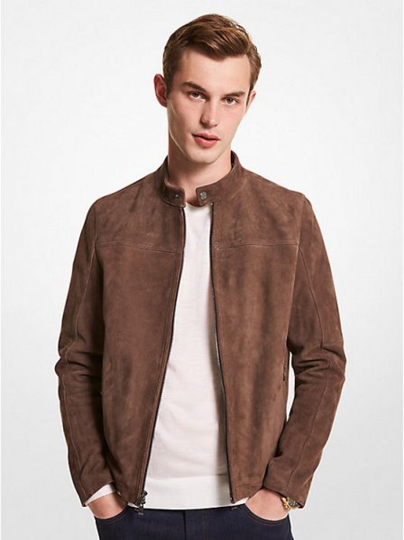 Chaquetas Michael Kors Cuero Racer Hombre Marrones | 635917-XMY