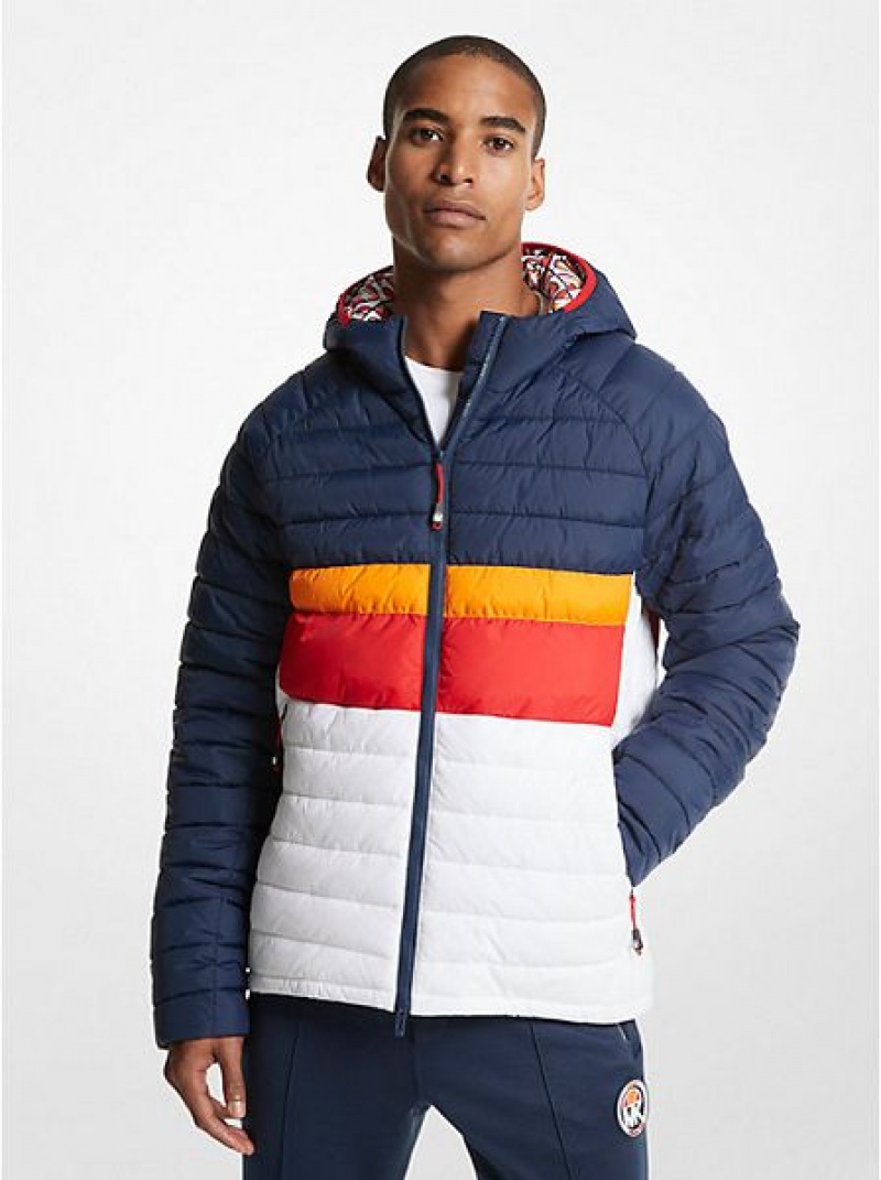 Chaquetas Michael Kors Mk X Ellesse Breckenridge Color-blocked Acolchado Nylon Puffer Hombre Multicolor | 967130-BNQ