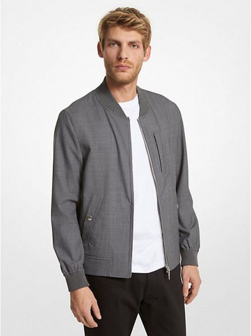 Chaquetas Michael Kors Stretch Lana Bomber Hombre Gris | 549172-OQE