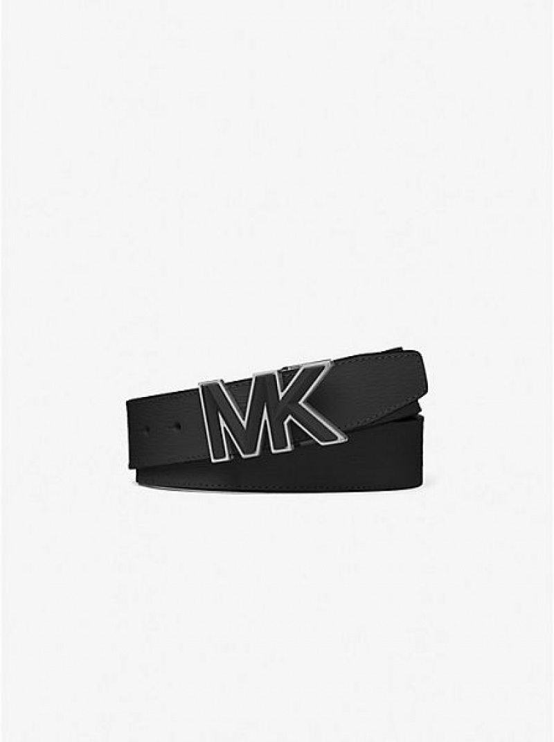 Cinturones Michael Kors Logo Hebilla Cuero Hombre Negras | 590284-KHB