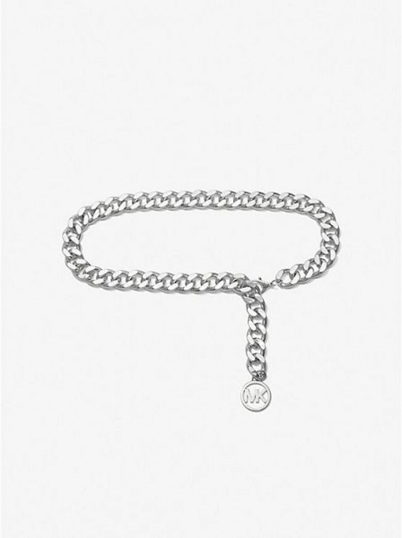 Cinturones Michael Kors Logo Silver-tone Chain-link Mujer Plateadas | 875346-BPO