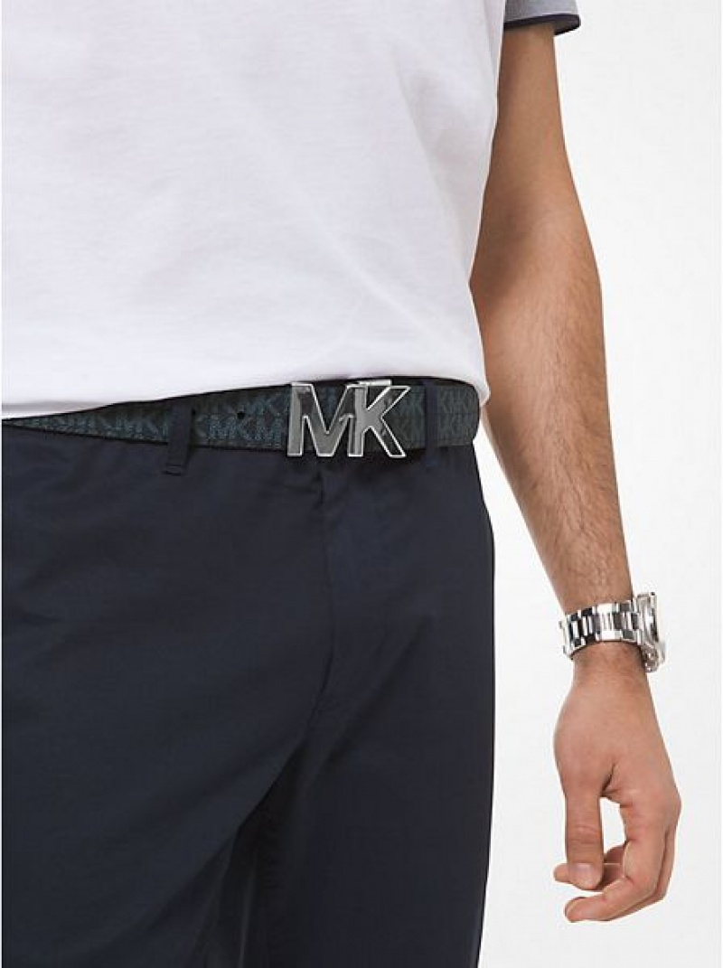 Cinturones Michael Kors Reversible Logo Hebilla Hombre Azul Marino | 128039-QWL