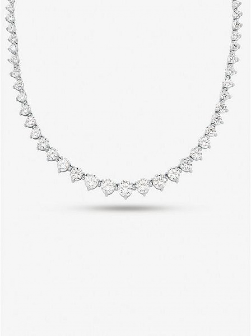 Collar Michael Kors Sterling Silver Crystal Mujer Plateadas | 735942-PGF