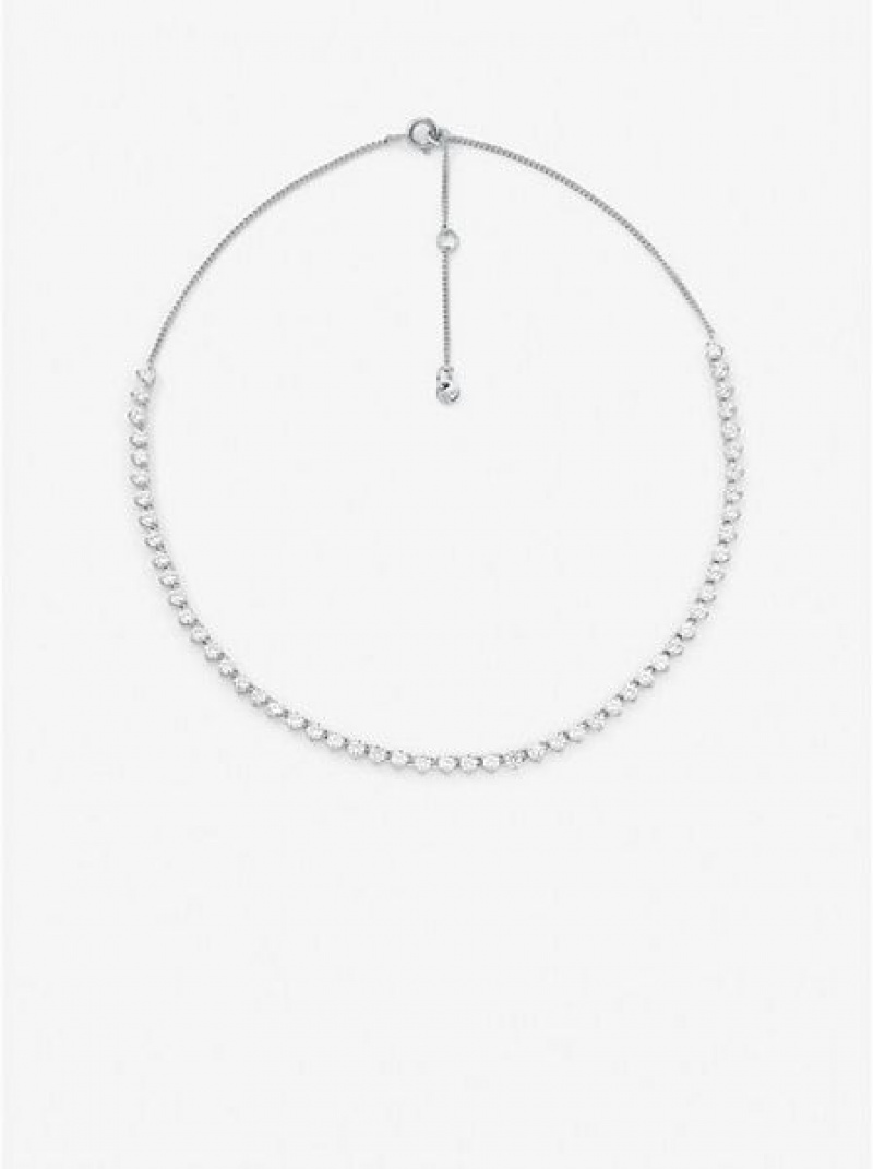 Collar Michael Kors Sterling Silver Crystal Mujer Plateadas | 785234-DXG