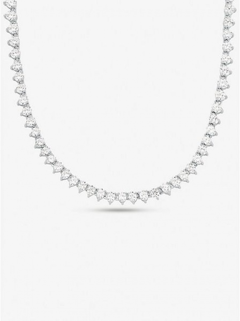 Collar Michael Kors Sterling Silver Crystal Mujer Plateadas | 785234-DXG