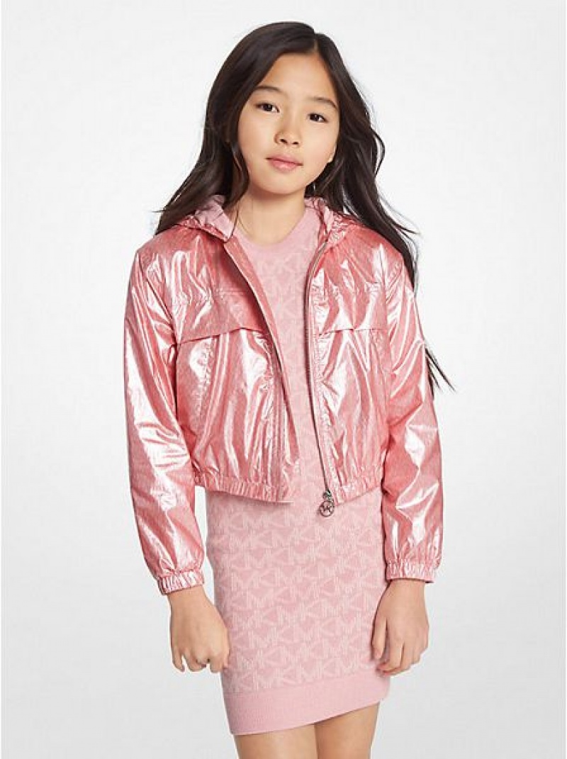 Cortavientos Michael Kors Metallic Niños Rosas | 036547-LEI