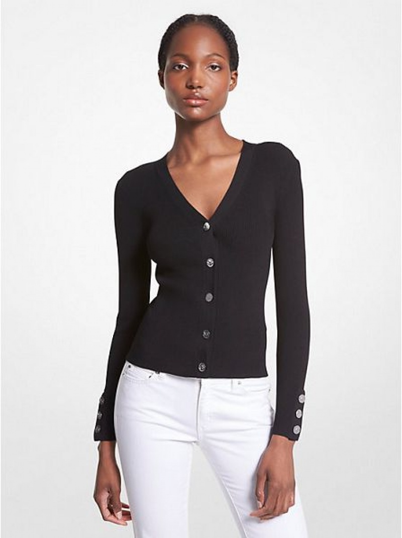 Cárdigan Michael Kors Acanalado Stretch Knit Mujer Negras | 841025-PQH