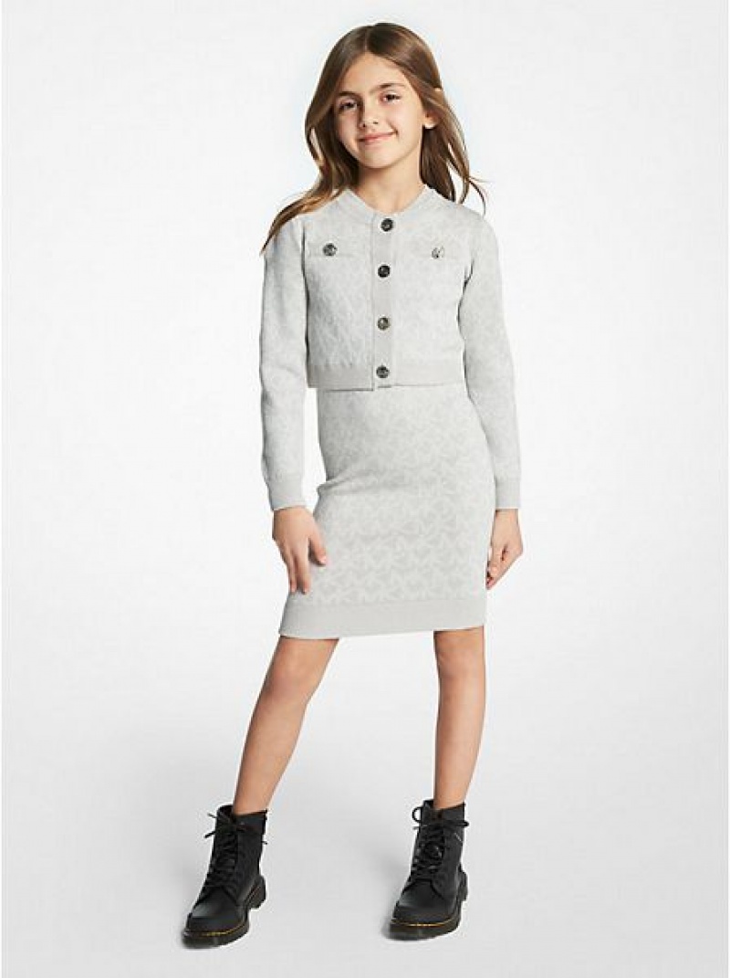 Cárdigan Michael Kors Logo Jacquard Niños Gris | 803254-TKX