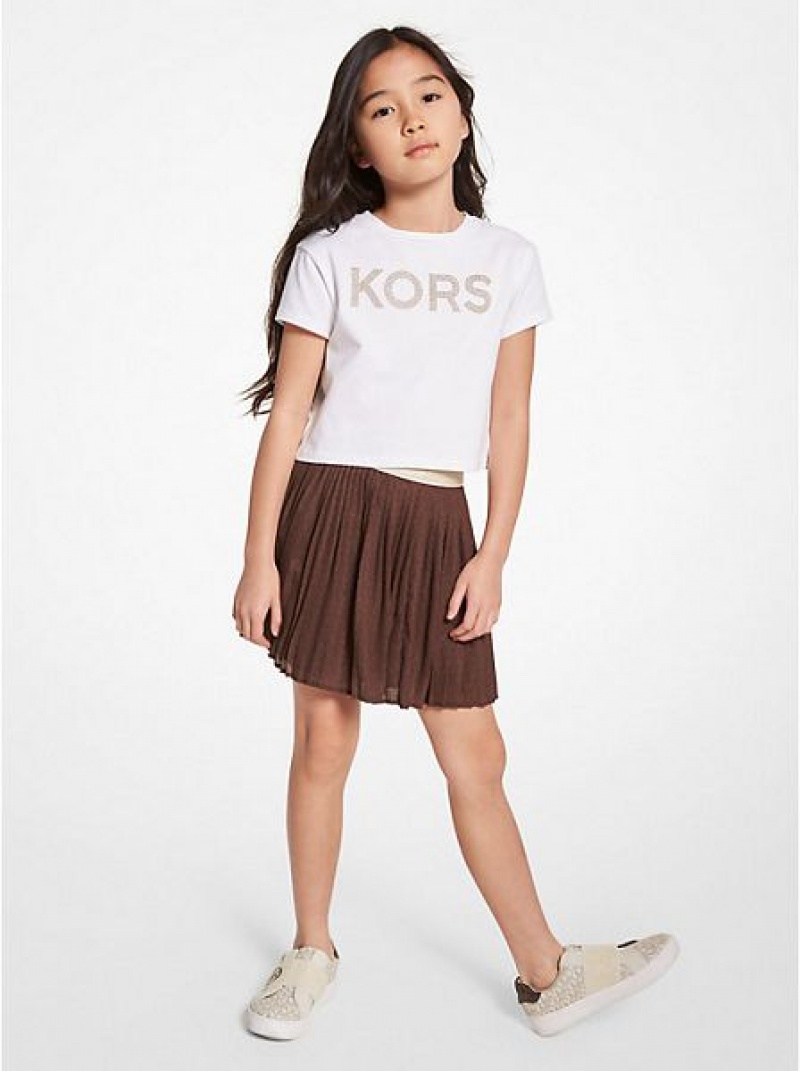 Falda Michael Kors Plisado Logo Niños Chocolate | 476253-DHU