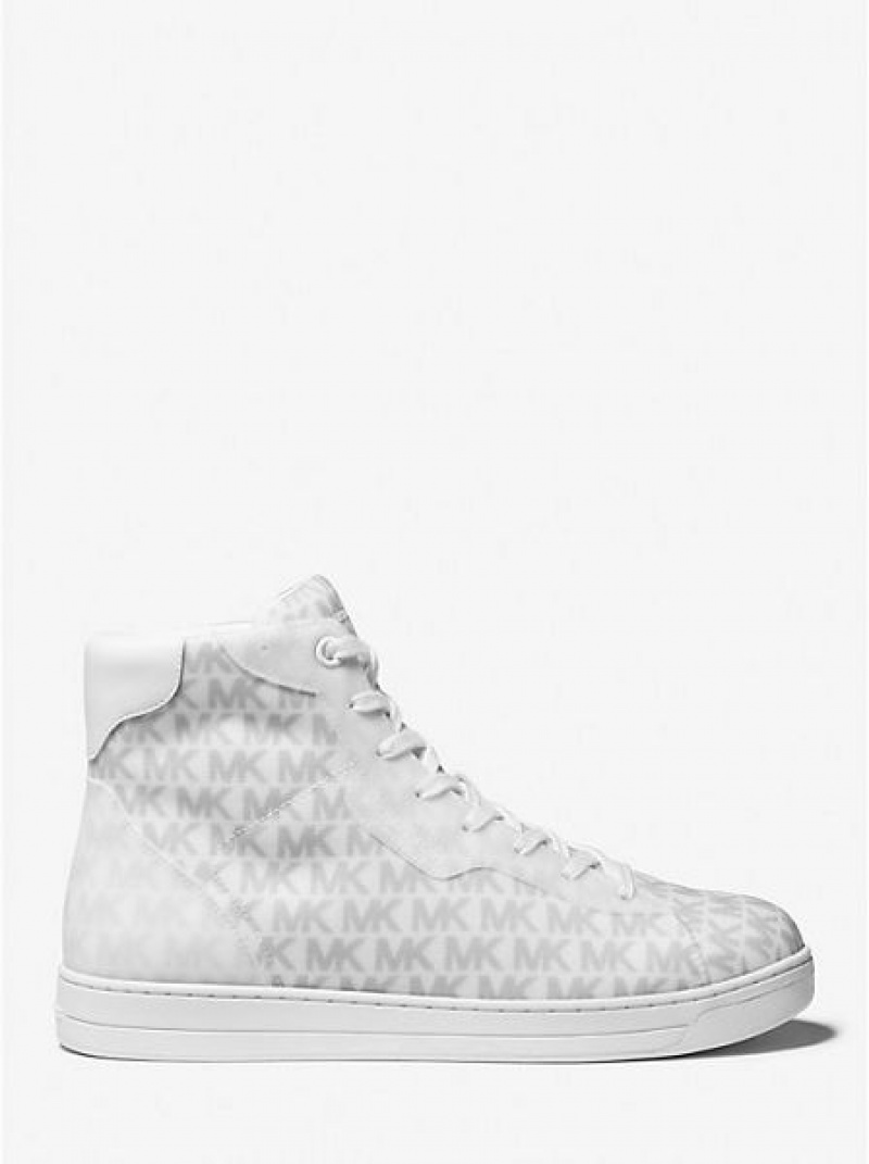 High Top Sneakers Michael Kors Keating Logo Hombre Blancas | 921805-ZPG