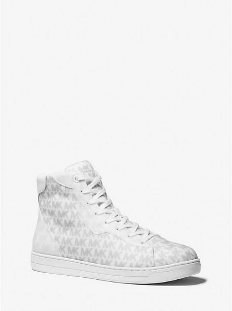 High Top Sneakers Michael Kors Keating Logo Hombre Blancas | 921805-ZPG