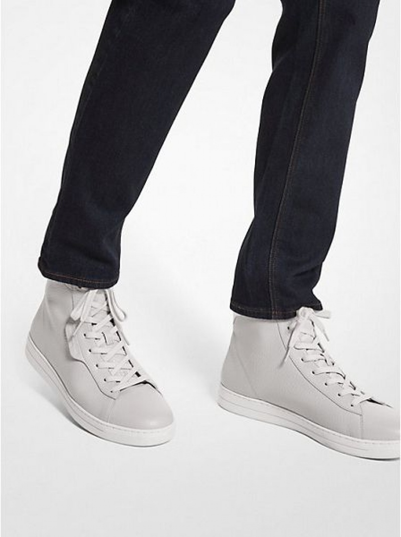 High Top Sneakers Michael Kors Keating Pebbled Cuero Hombre Gris | 263410-THV