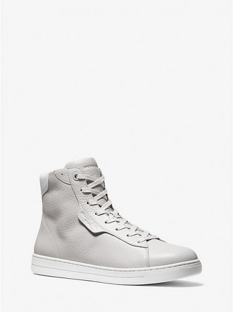 High Top Sneakers Michael Kors Keating Pebbled Cuero Hombre Gris | 263410-THV