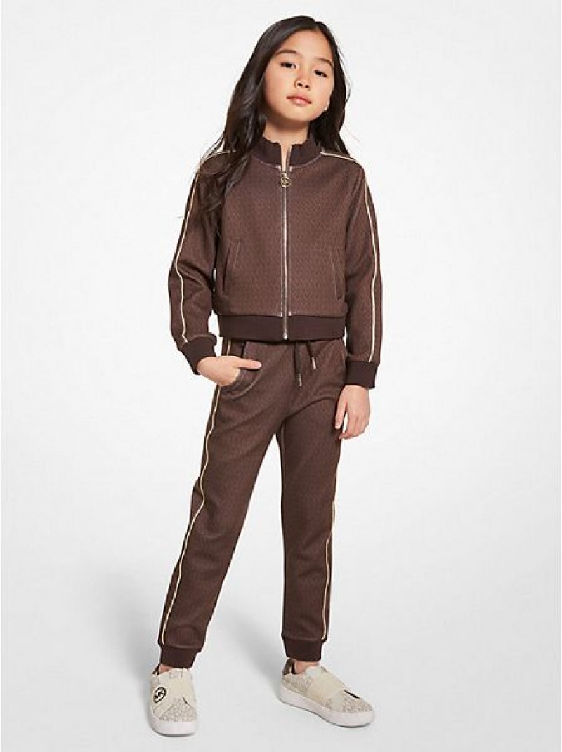 Joggers Michael Kors Logo Stretch Viscose Niños Chocolate | 823906-PHV