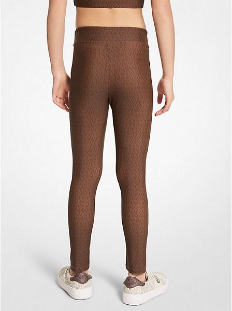 Leggins Michael Kors Logo Stretch Jersey Niños Chocolate | 037865-FBV