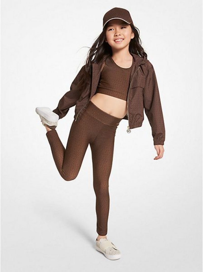 Leggins Michael Kors Logo Stretch Jersey Niños Chocolate | 037865-FBV