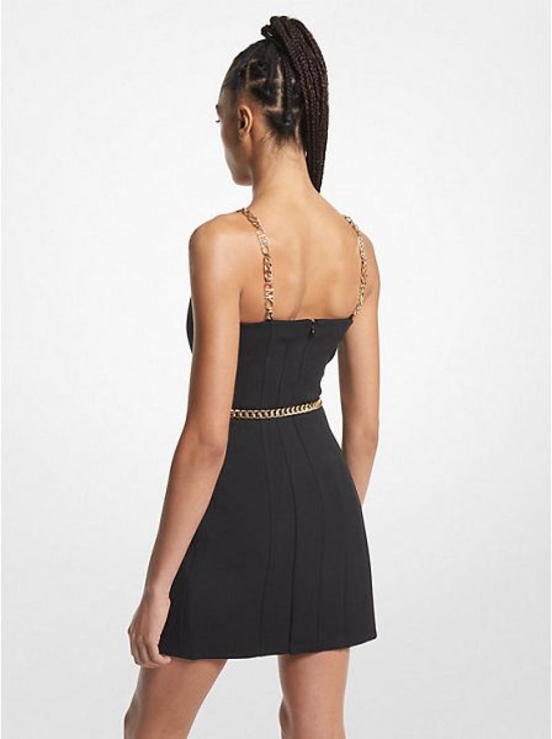 Mini Vestido Michael Kors Stretch Crepe Belted Mujer Negras | 280349-YKD