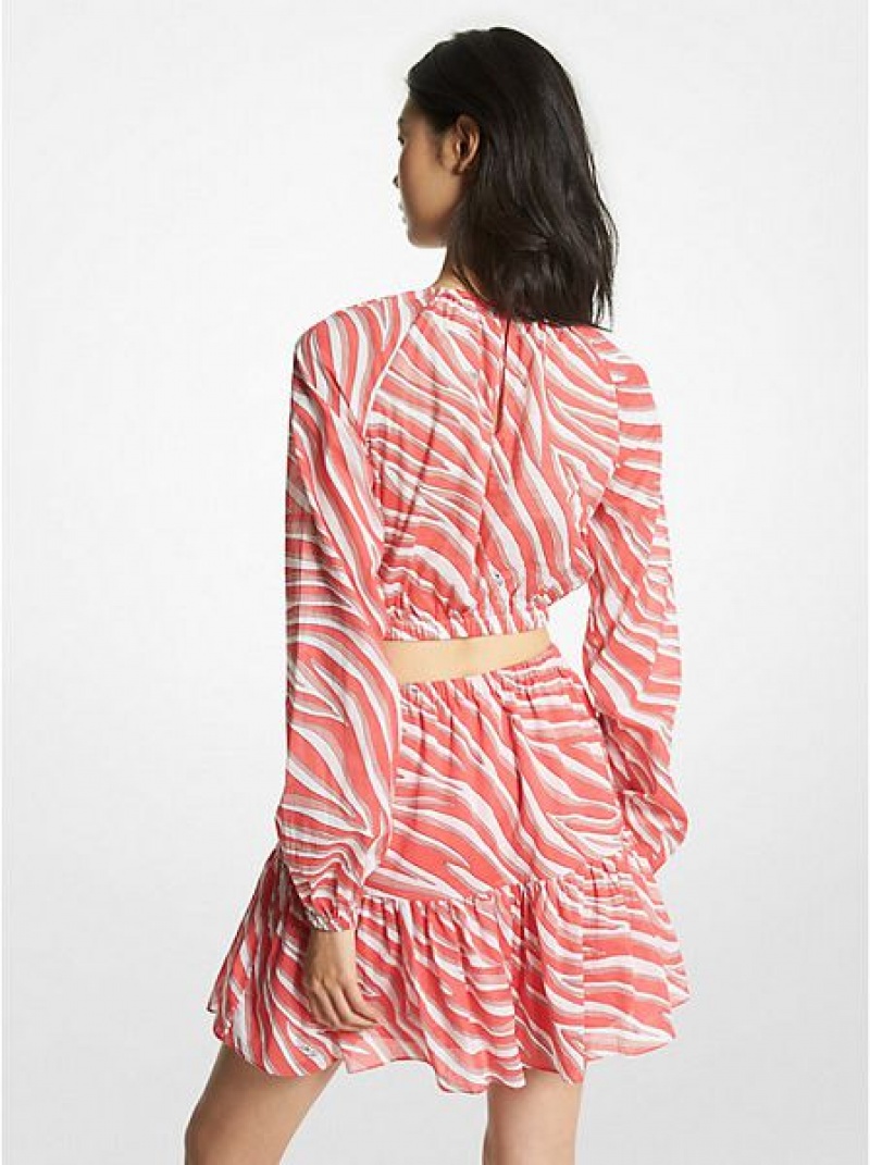 Mini Vestido Michael Kors Zebra Print Algodon Lawn Cutout Mujer Rosas | 791524-DXS