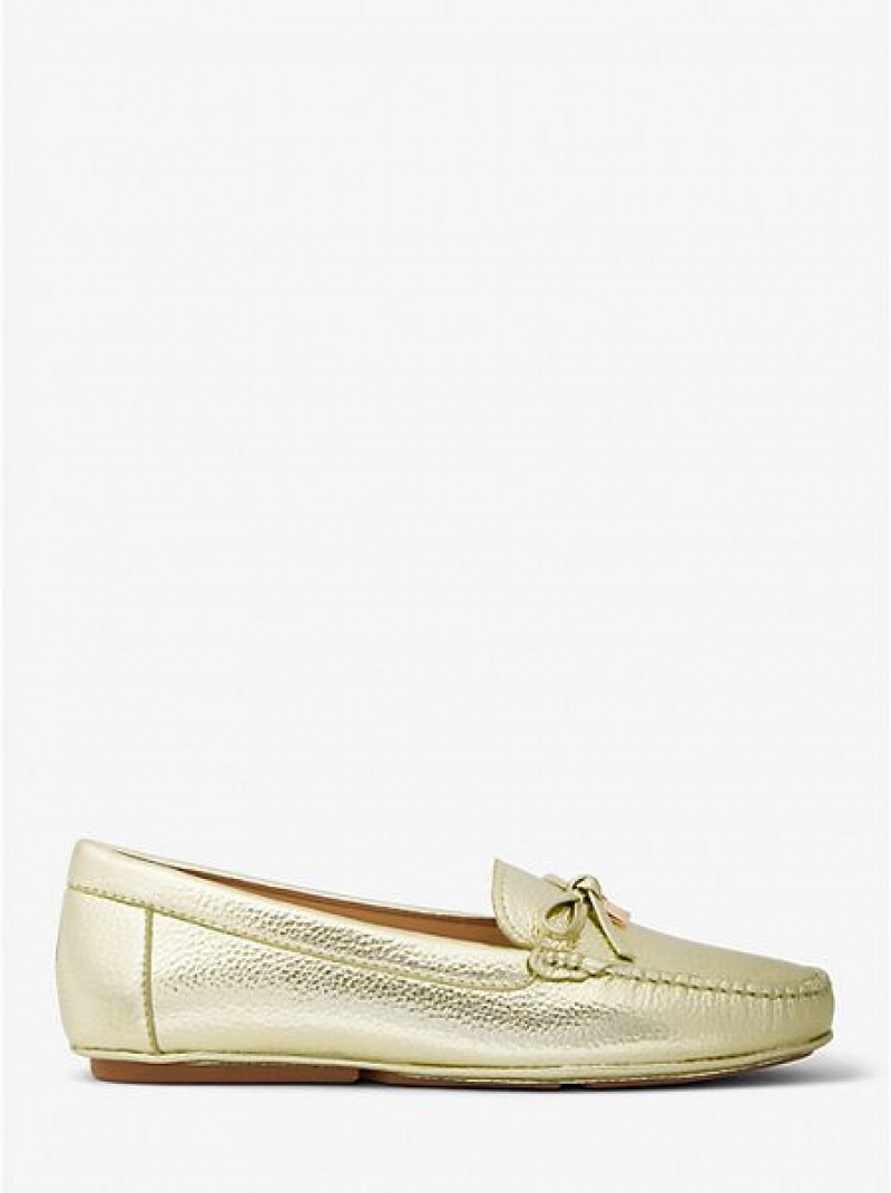 Mocasines Michael Kors Juliette Metallic Cuero Mujer Doradas | 608157-LKQ