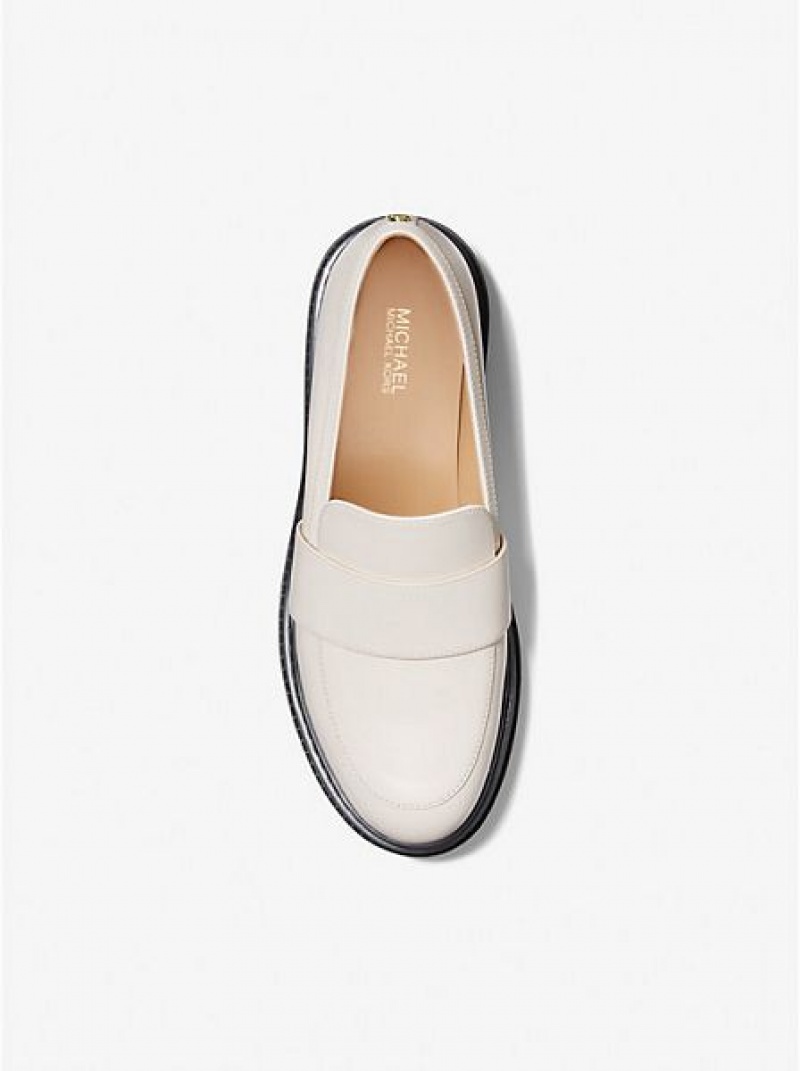 Mocasines Michael Kors Parker Cuero Mujer Creme | 894230-JEG