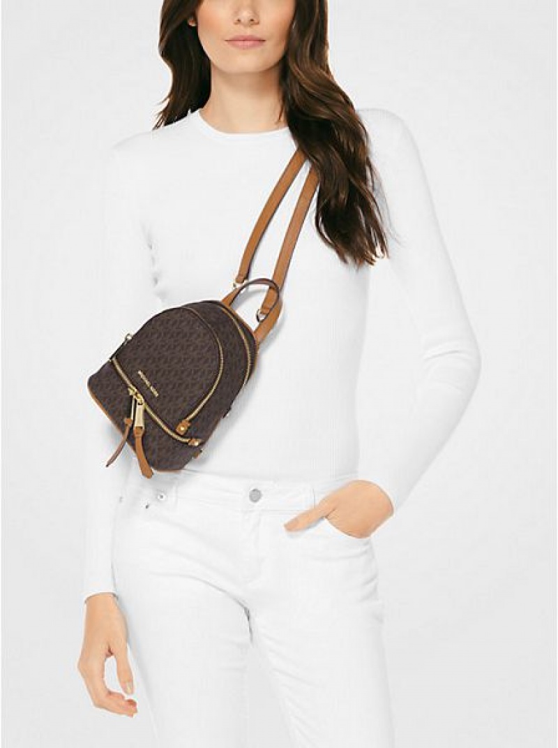 Mochila Michael Kors Rhea Mini Logo Mujer Marrones | 391024-QCG