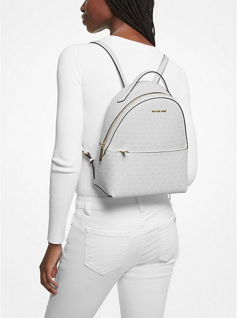 Mochila Michael Kors Sheila Medium Logo Mujer Blancas | 354697-NWH