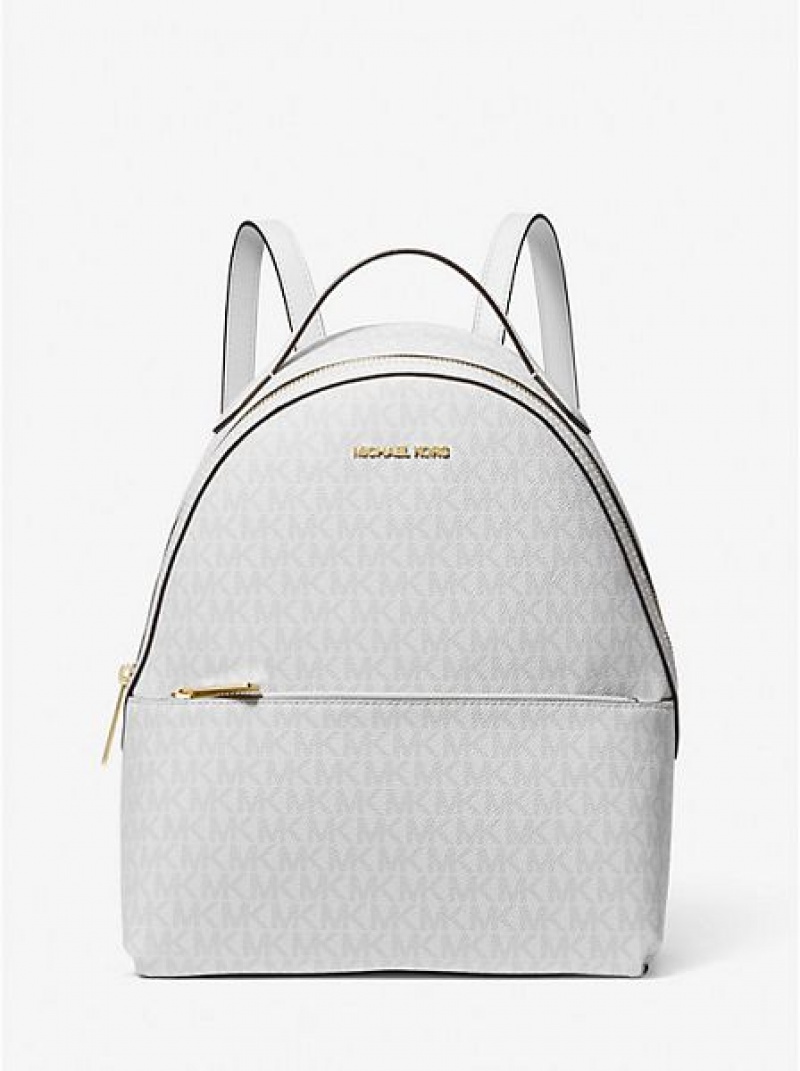 Mochila Michael Kors Sheila Medium Logo Mujer Blancas | 354697-NWH