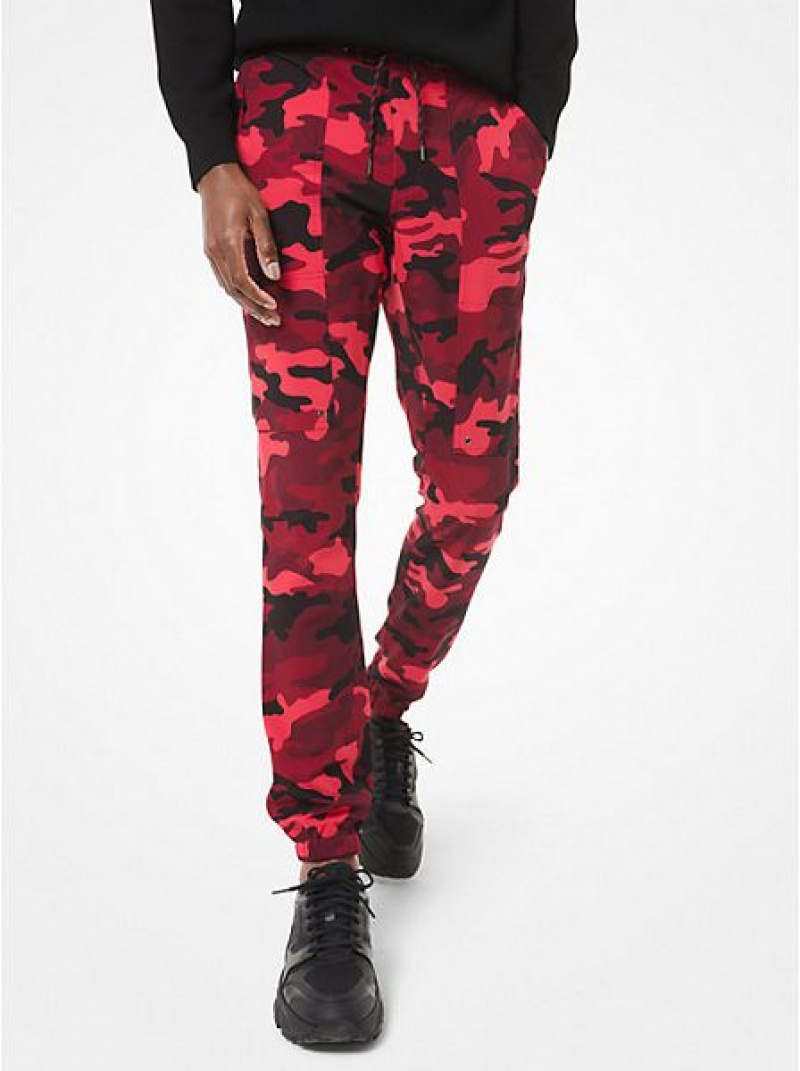 Pantalones Jogger Michael Kors Camouflage Woven Hombre Rojas | 237184-GIC