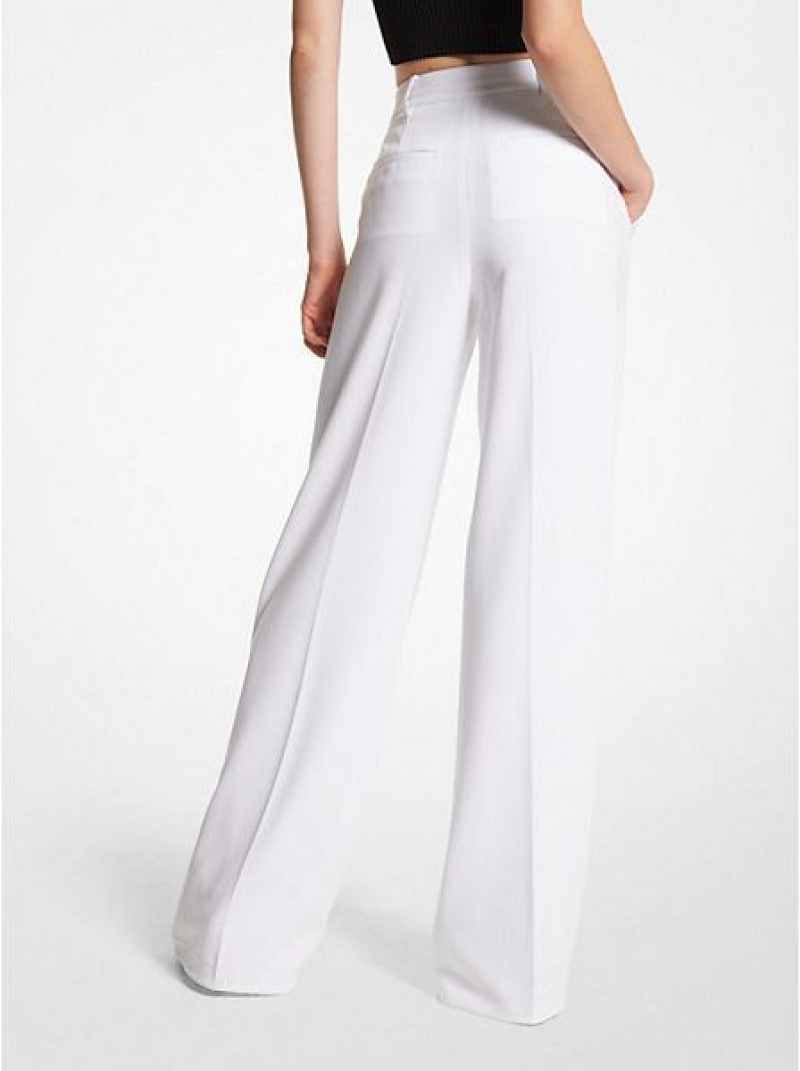 Pantalones Michael Kors Crepe Anchos-leg Mujer Blancas | 625403-WMD