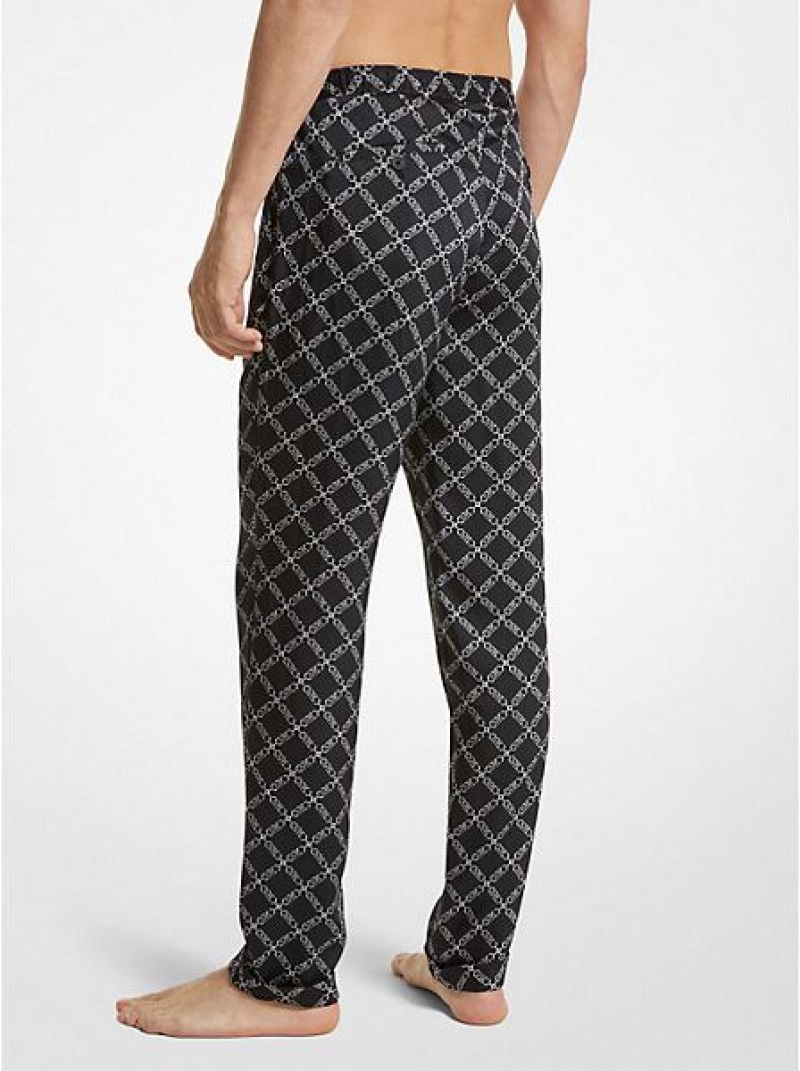 Pantalones Michael Kors Empire Logo Print Woven Pajama Hombre Negras | 459072-CKE