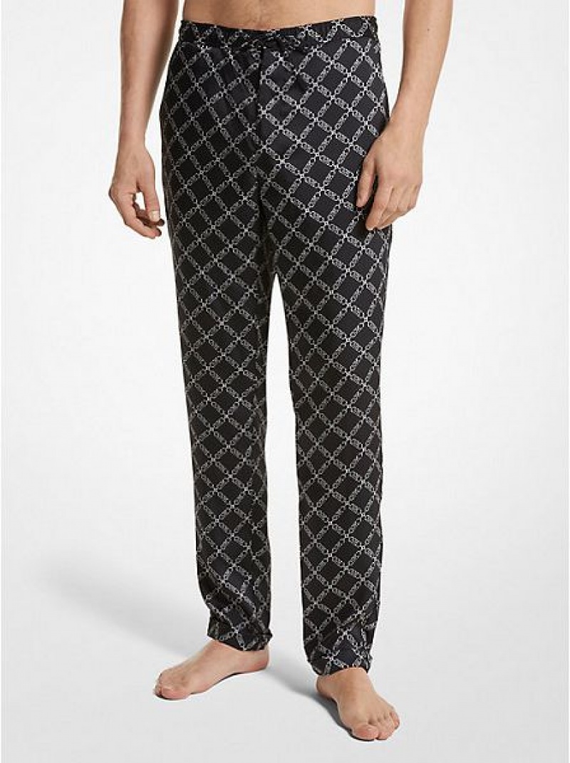 Pantalones Michael Kors Empire Logo Print Woven Pajama Hombre Negras | 459072-CKE