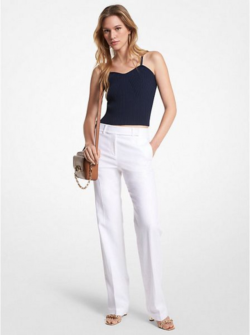 Pantalones Michael Kors Linen Blend Mujer Blancas | 694517-TCJ