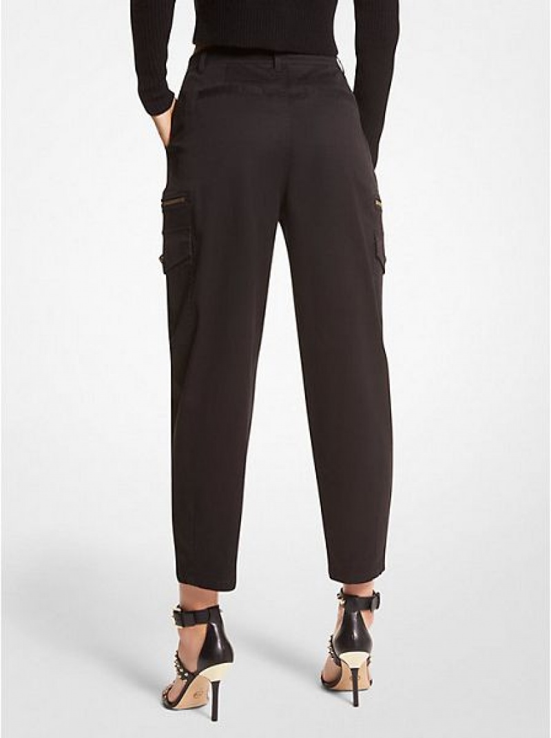 Pantalones Michael Kors Stretch Algodon Cargo Mujer Negras | 150463-USW