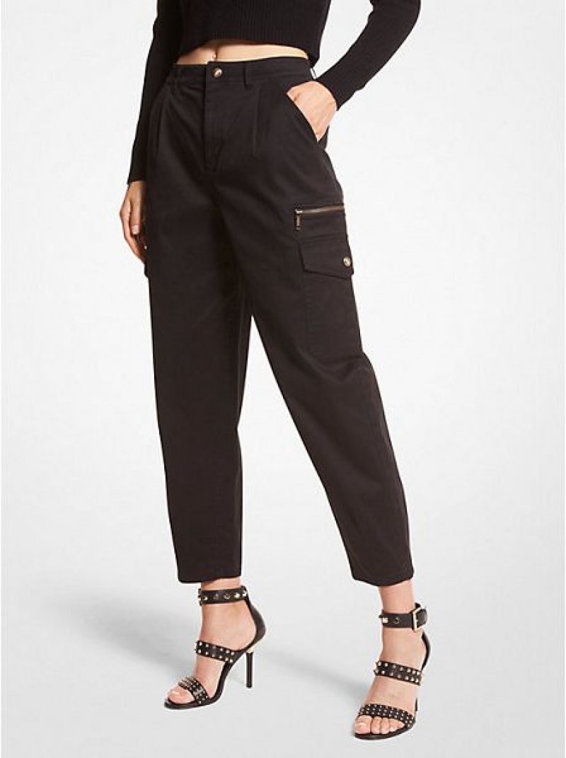 Pantalones Michael Kors Stretch Algodon Cargo Mujer Negras | 150463-USW