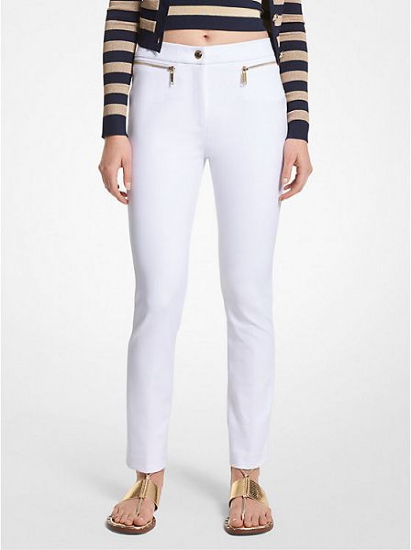 Pantalones Michael Kors Stretch Crepe Mujer Blancas | 639082-XOH